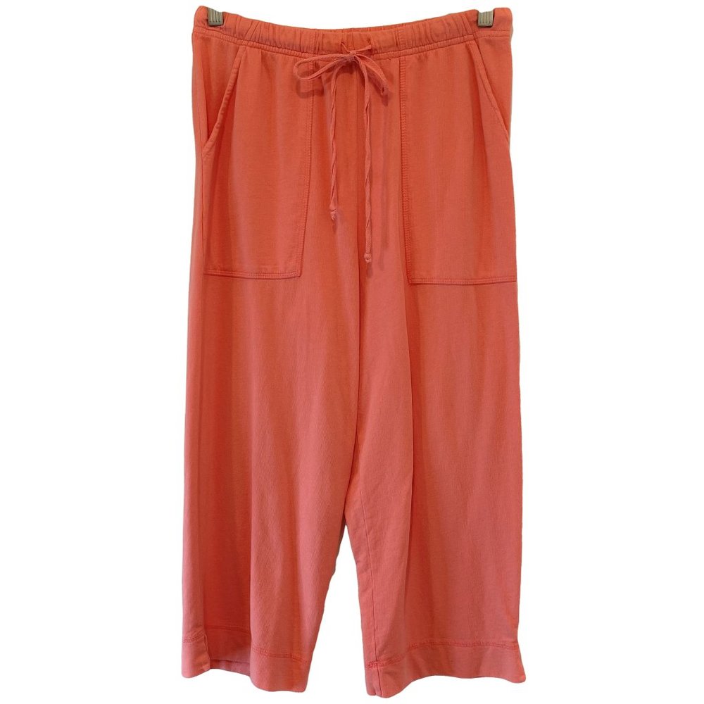 HOT COTTON Salmon Peach Terry Knit Crop Pants S